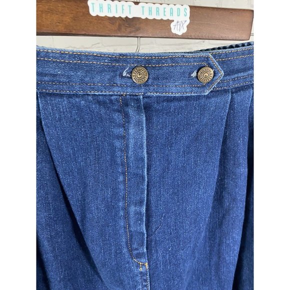 VTG Kemington Express Magic Fit Dark Wash Elastic Waist Long Blue Jean Skirt 12 - Picture 5 of 9